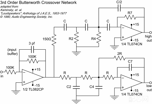 Active filter crossover schematic